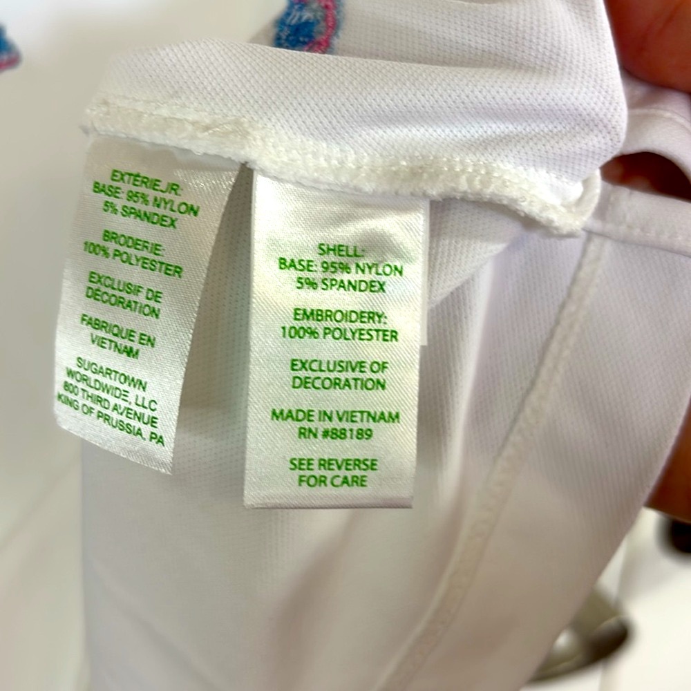 Lilly Pulitzer Frida Polo UPF50 Gone Shellin Embroidered Golf Top Size Large NWT - Picture 7 of 8